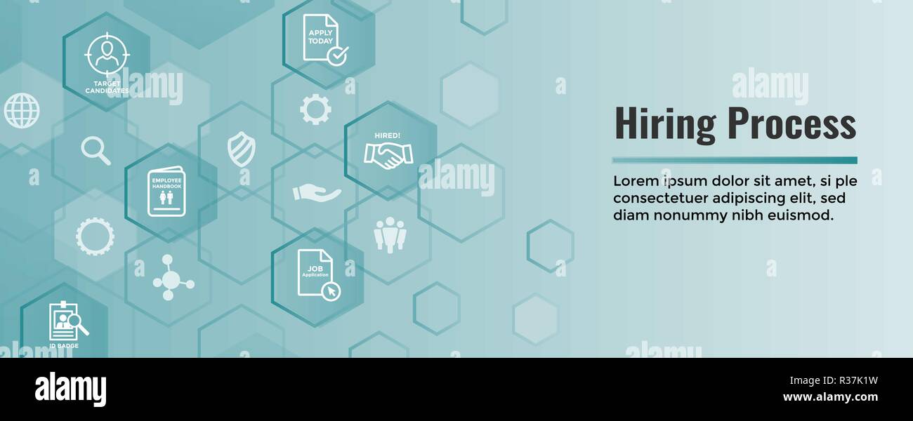 New Employee Hiring Process Icon Set W Web Header Banner Stock