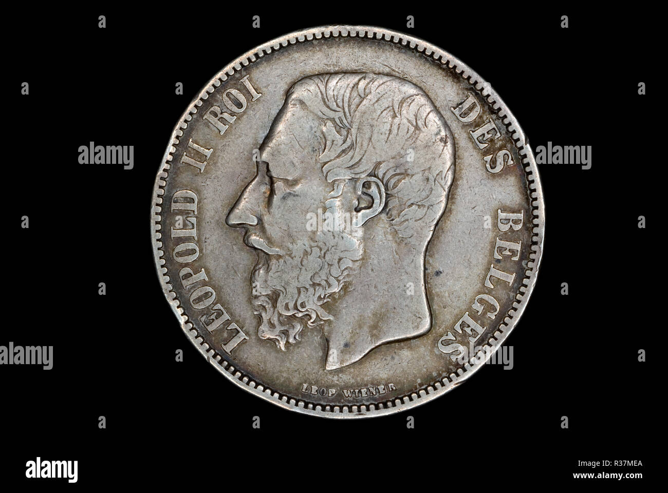 Belgian 5 Franc Coin Stock Photo