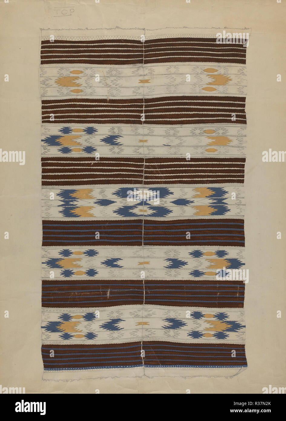 Textile. Dated: 1935/1942. Dimensions: overall: 65.9 x 50.9 cm (25 15/16 x 20 1/16 in.). Medium: watercolor, graphite, and gouache on paper. Museum: National Gallery of Art, Washington DC. Author: American 20th Century. Stock Photo