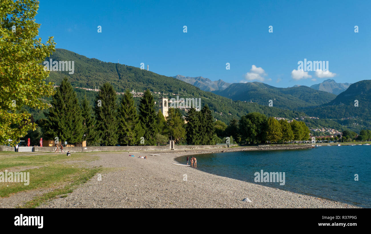 Dongo, Ortsteil von Gravedona, mit Blick über den See, in Richtung Bellagio Stock Photo