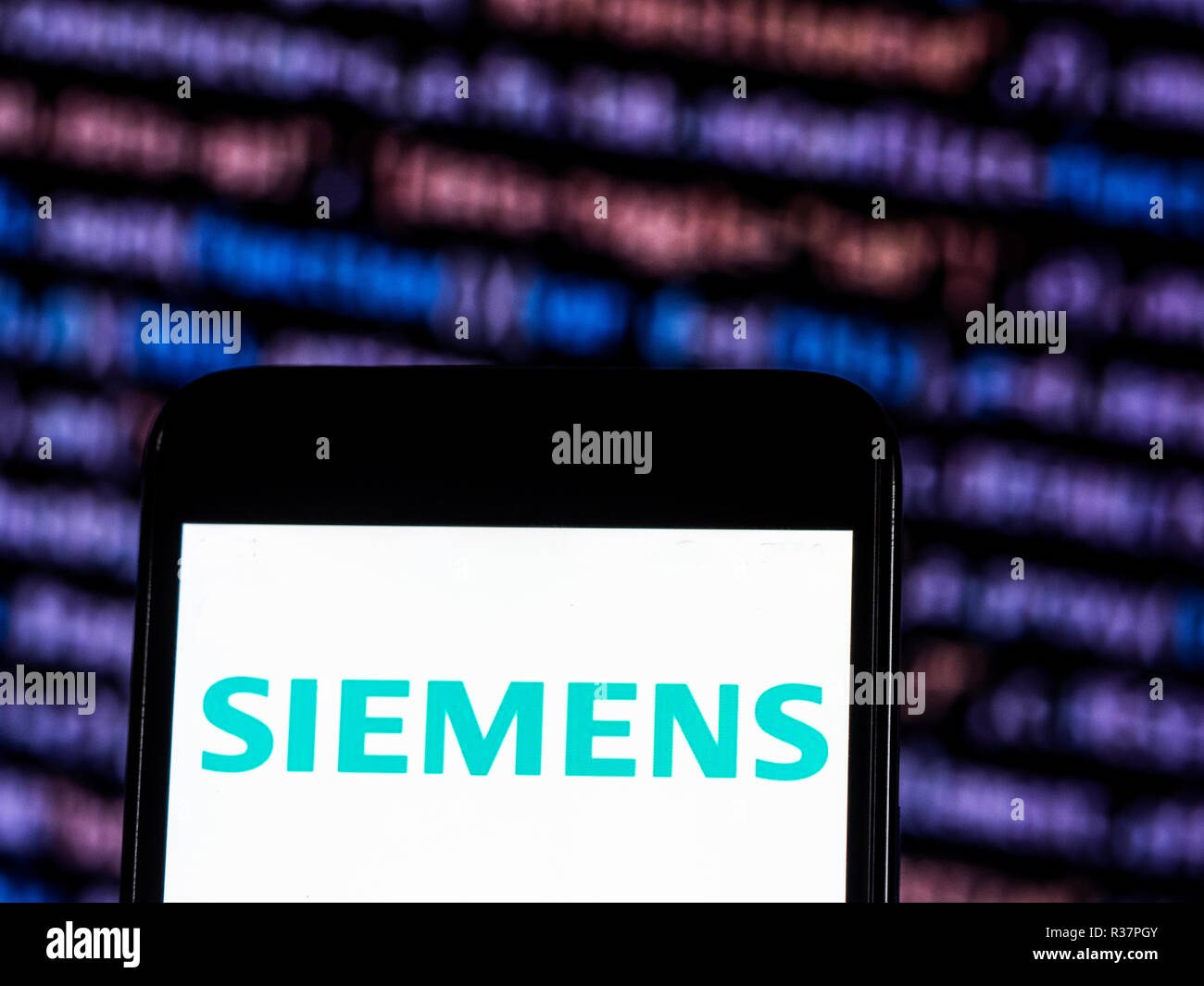 Siemens Automation company logo seen displayed on smart phone. Siemens