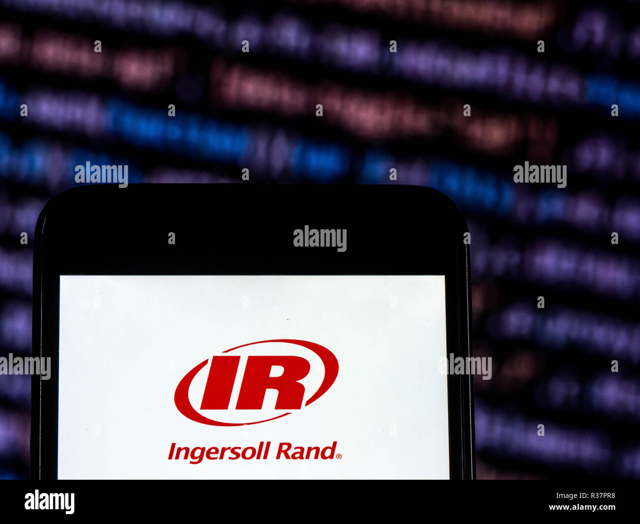 Ingersoll Rand Inc. Manufacturing company logo seen displayed on smart