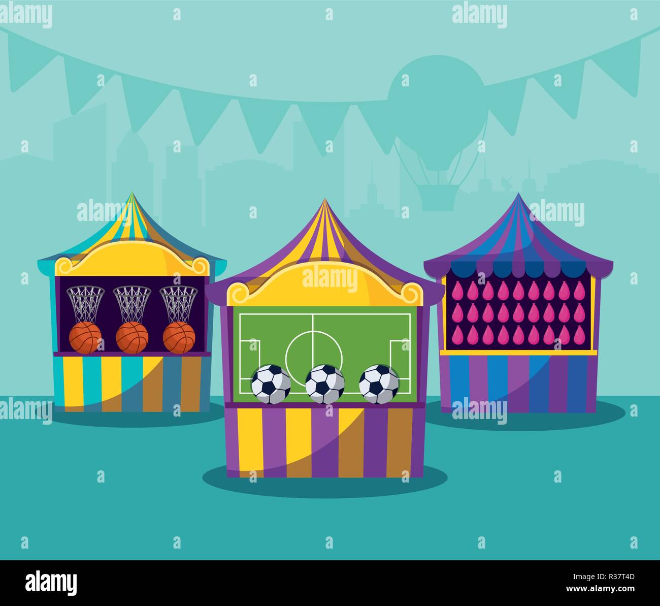 set of circus tents with games vector illustration design Stock Vector ...