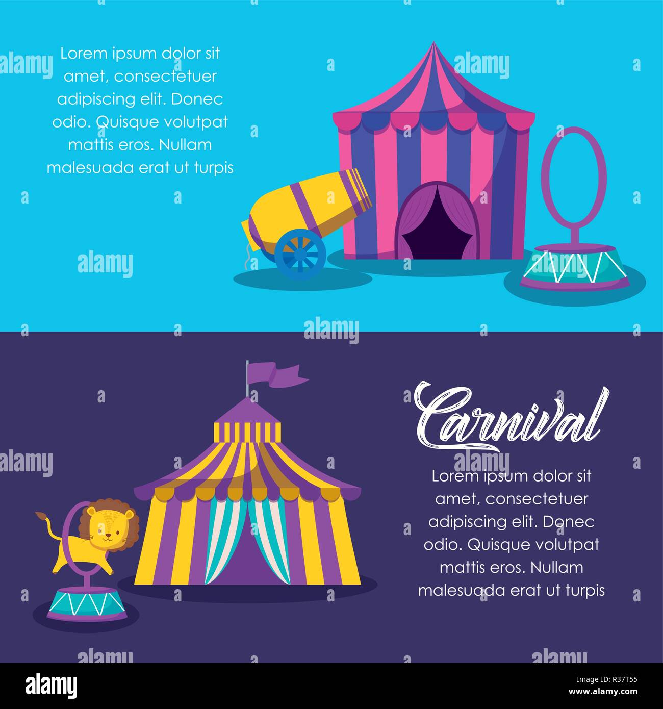 circus tents with cannon and ring vector illustration design Stock ...