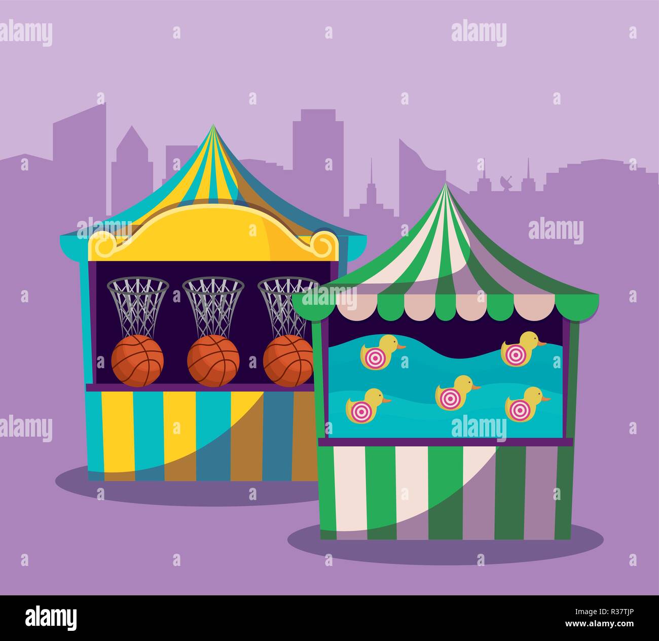 set of circus tents with games vector illustration design Stock Vector ...