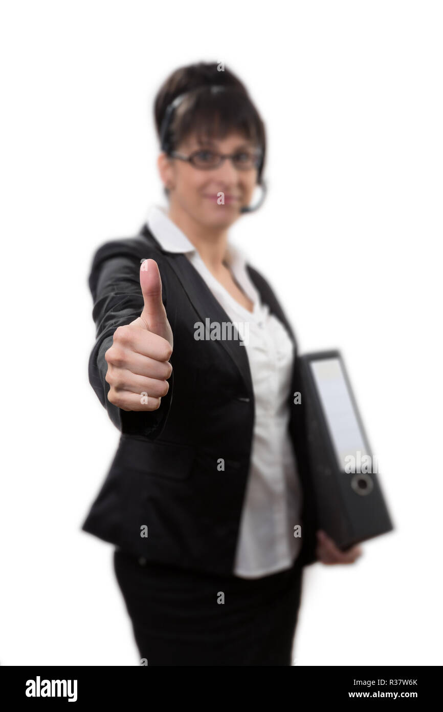 business lady thumbs up Stock Photo