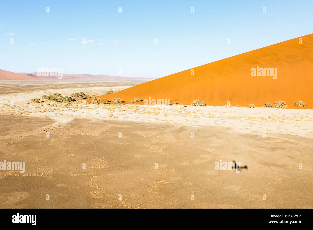 Aerial view, sand dunes in Sossusvlei National Park, Namib-Naukluft ...