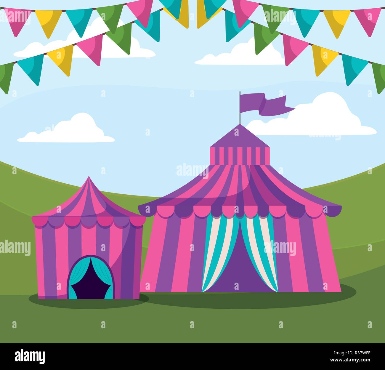 circus tents with garlands isolated icon vector illustration design ...