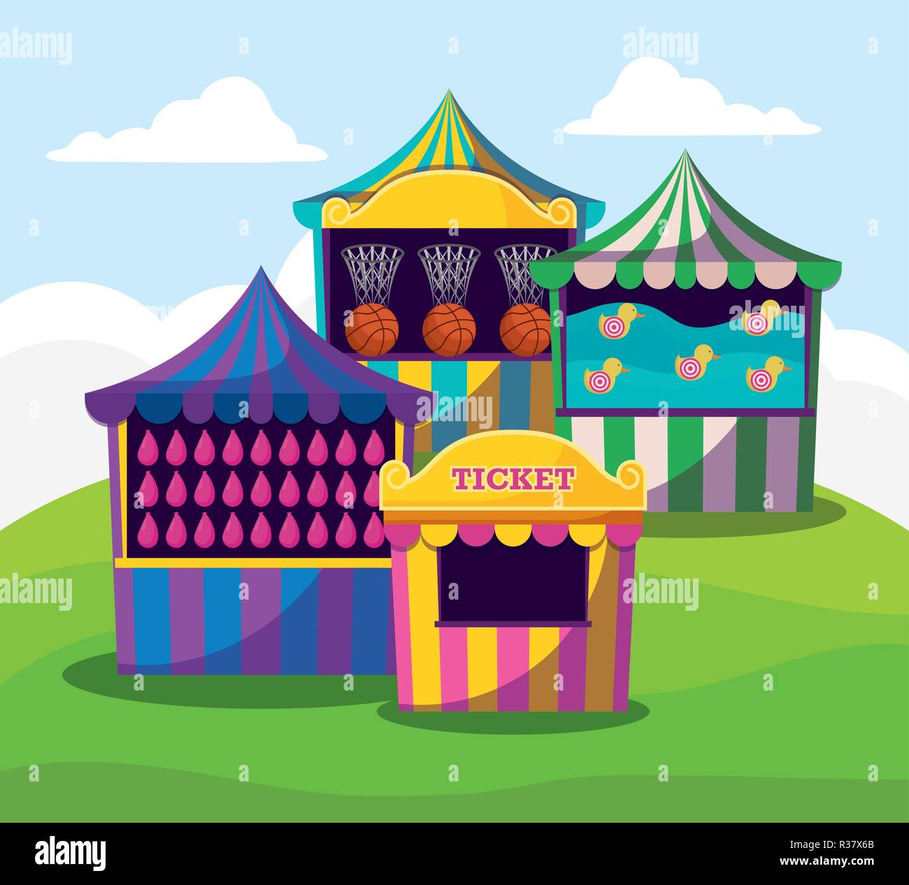 circus tents with garlands isolated icon vector illustration design ...