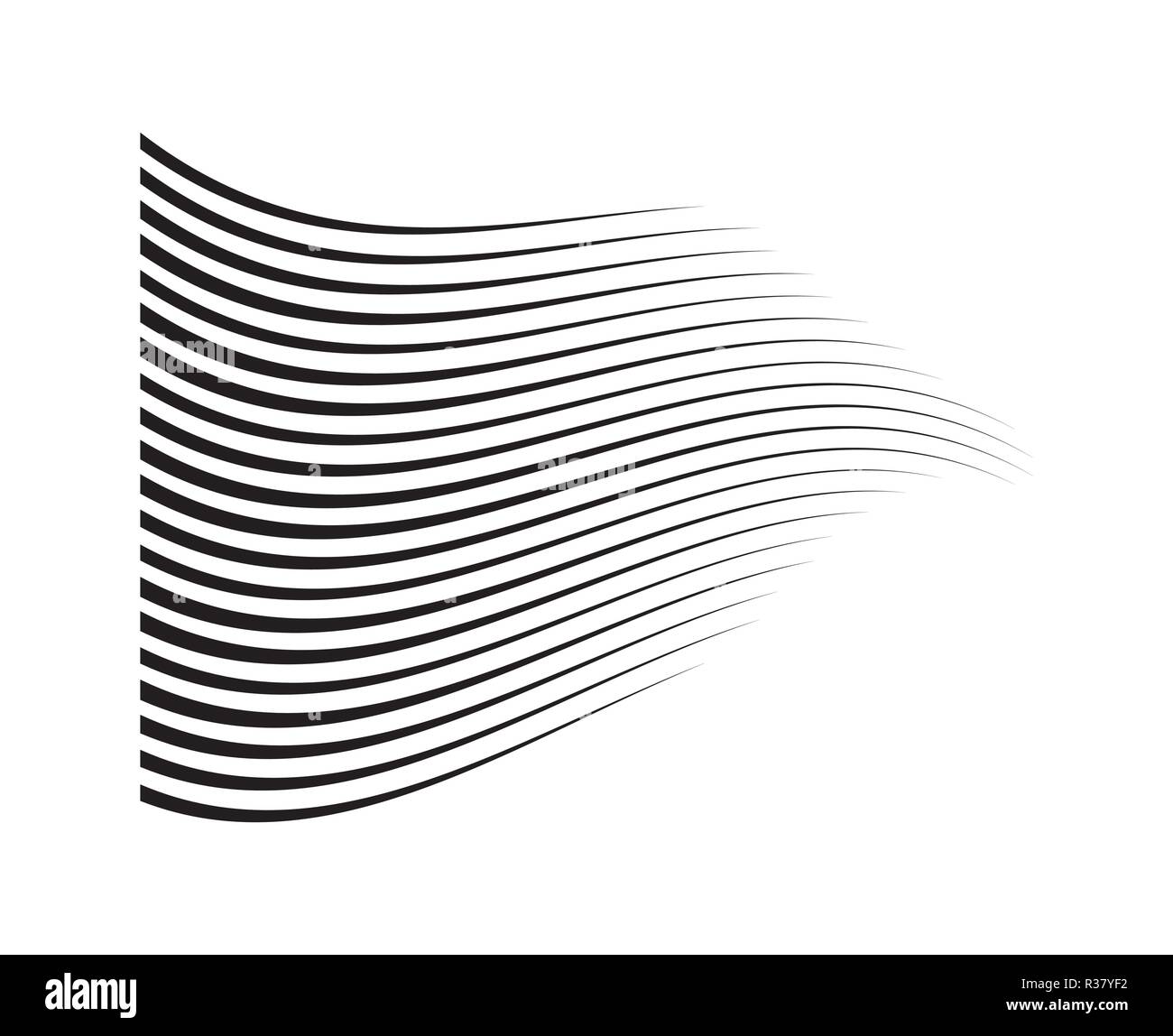 Perspective speed motion lines. wavy horizontal comic manga style abstract background Stock Vector