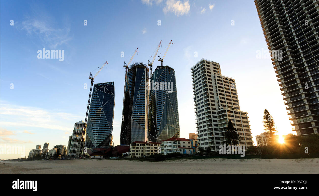 The luxurious Jewel tower complex under construction in Broadbeach, Gold Coast, Australia Stock