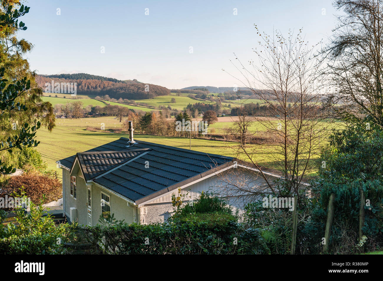 Norton Manor Estate, Knighton, Powys, Wales, UK. A development of park homes (prefabricated bungalows) run by Barrs Residential and Leisure Ltd Stock Photo