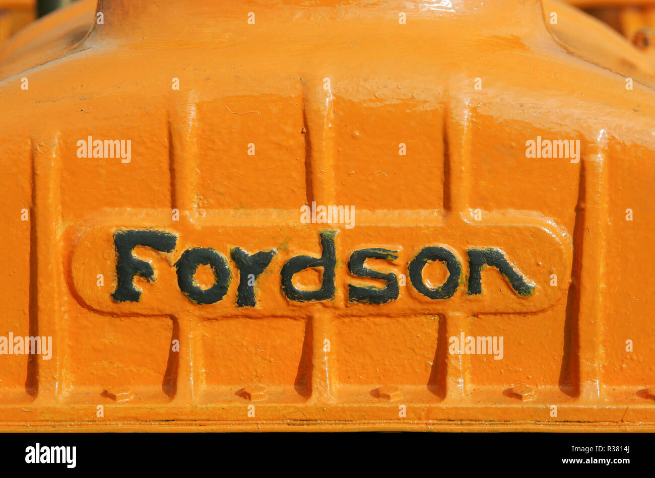 A Fordson tractor and emblem on display at a country fair. England UK GB Stock Photo