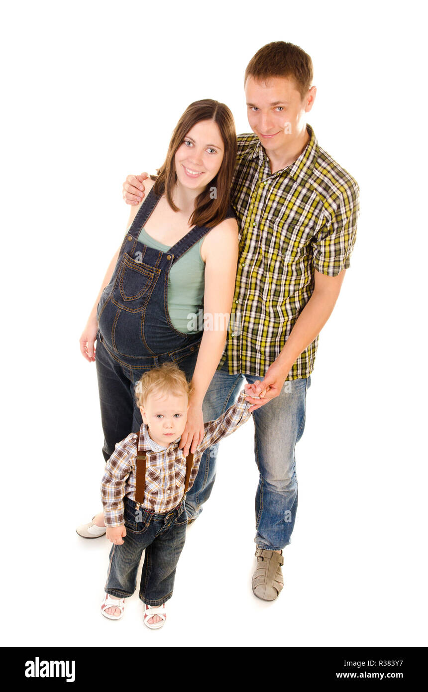 happy family isolated on a white background Stock Photo - Alamy