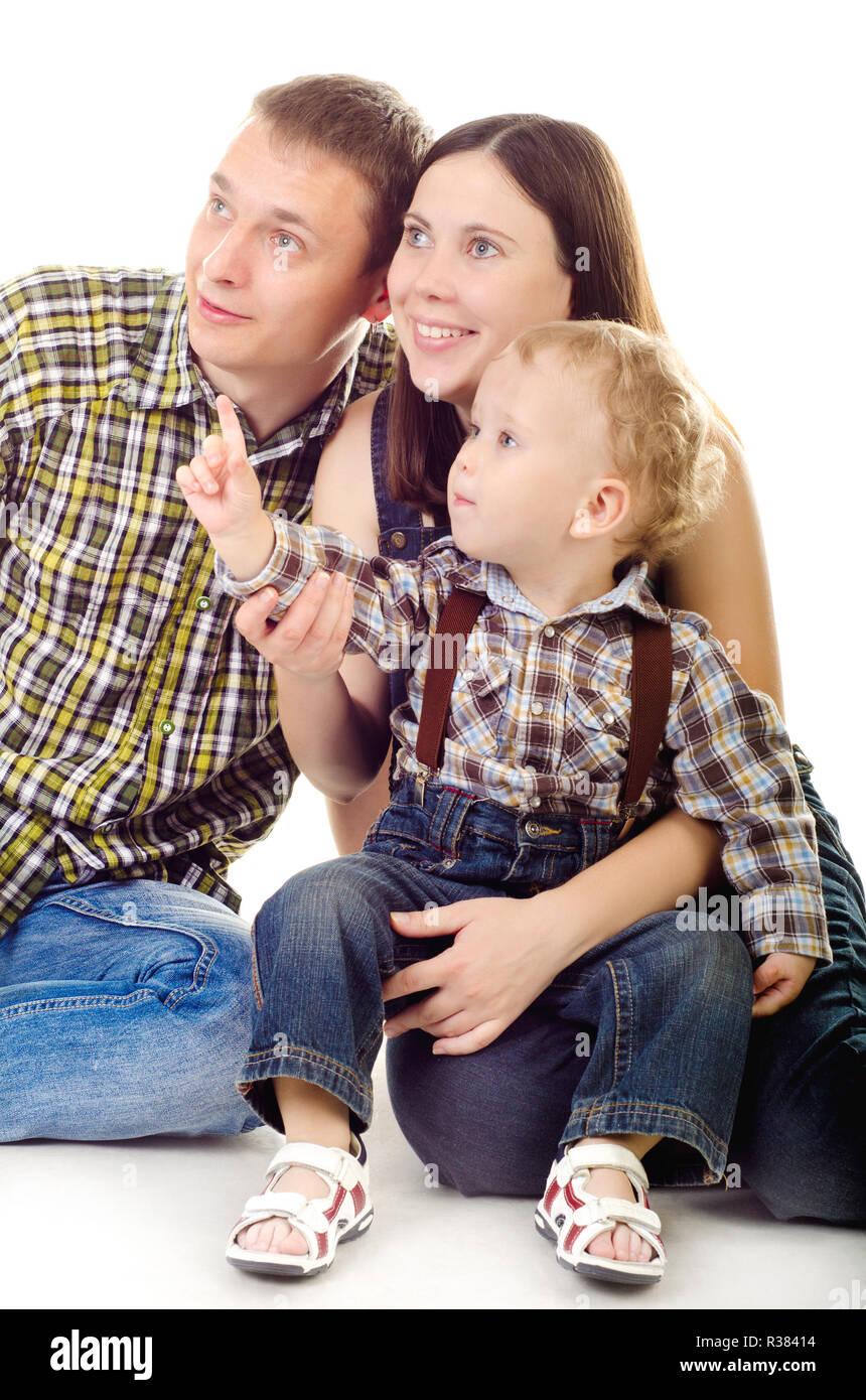 happy family isolated on a white background Stock Photo - Alamy
