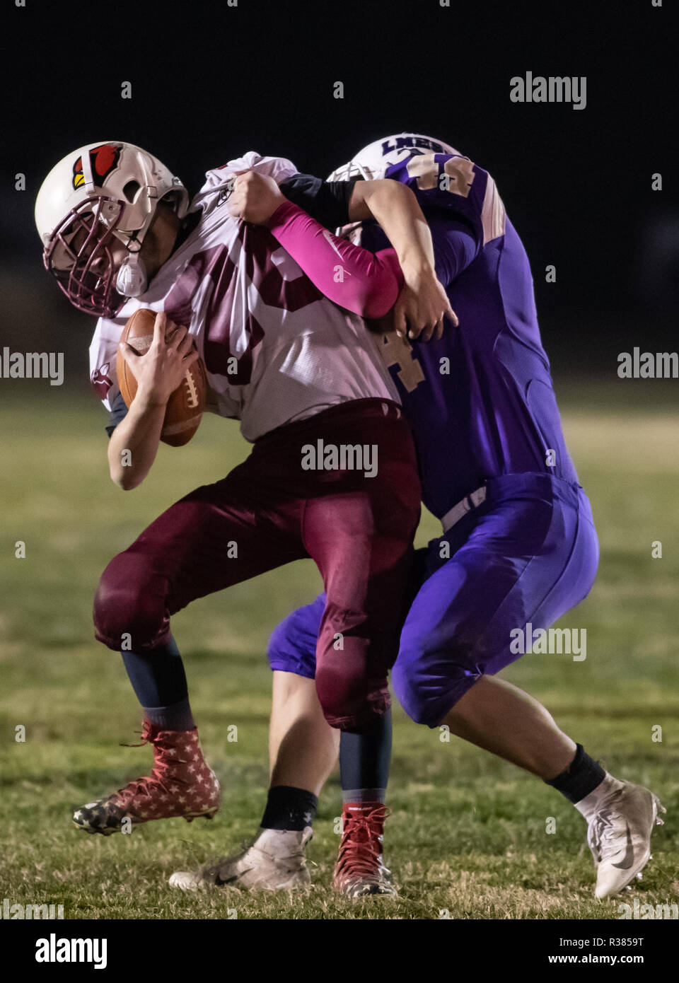 Football action with Big Valley vs. Los Molinos High School in Palo