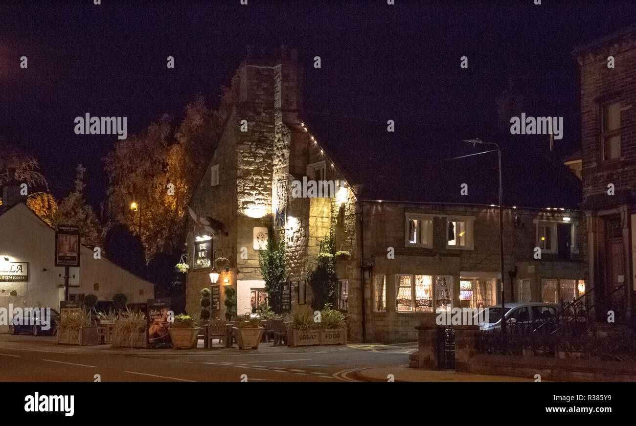 The Malt Shovel Pub, Baildon, Yorkshire at night. Stock Photo
