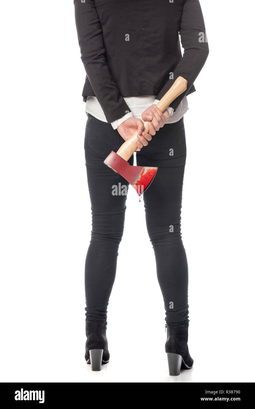 woman with ax Stock Photo