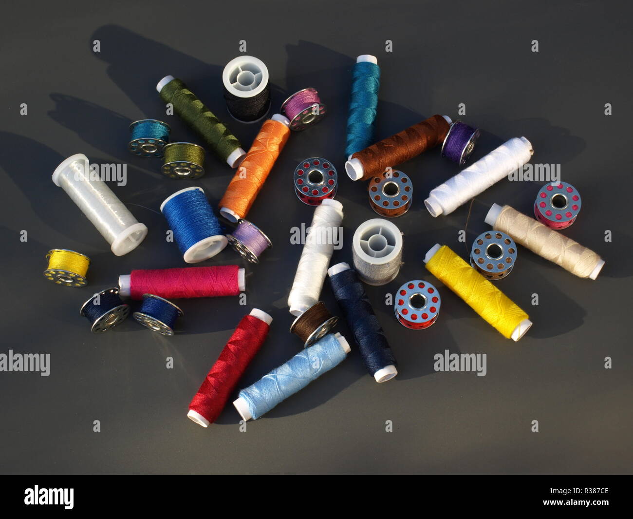 sewing thread assortment Stock Photo Alamy