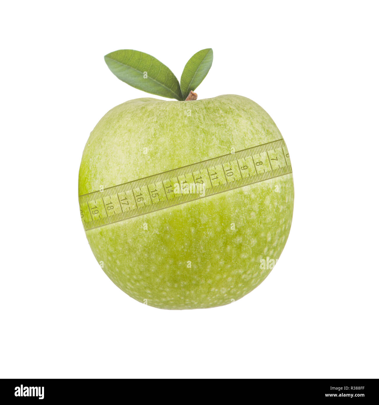 apple with measuring tape Stock Photo