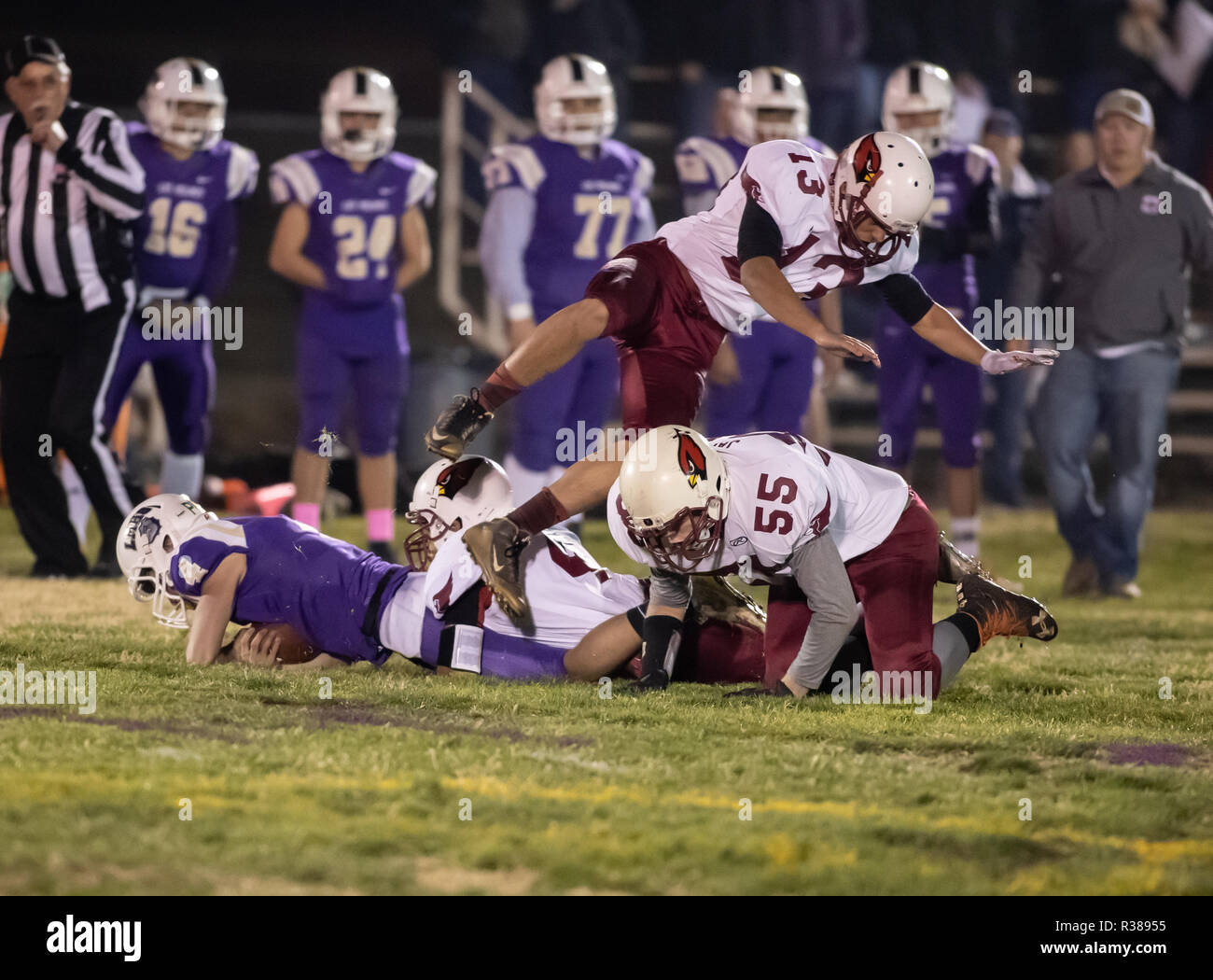 Football action with Big Valley vs. Los Molinos High School in Palo