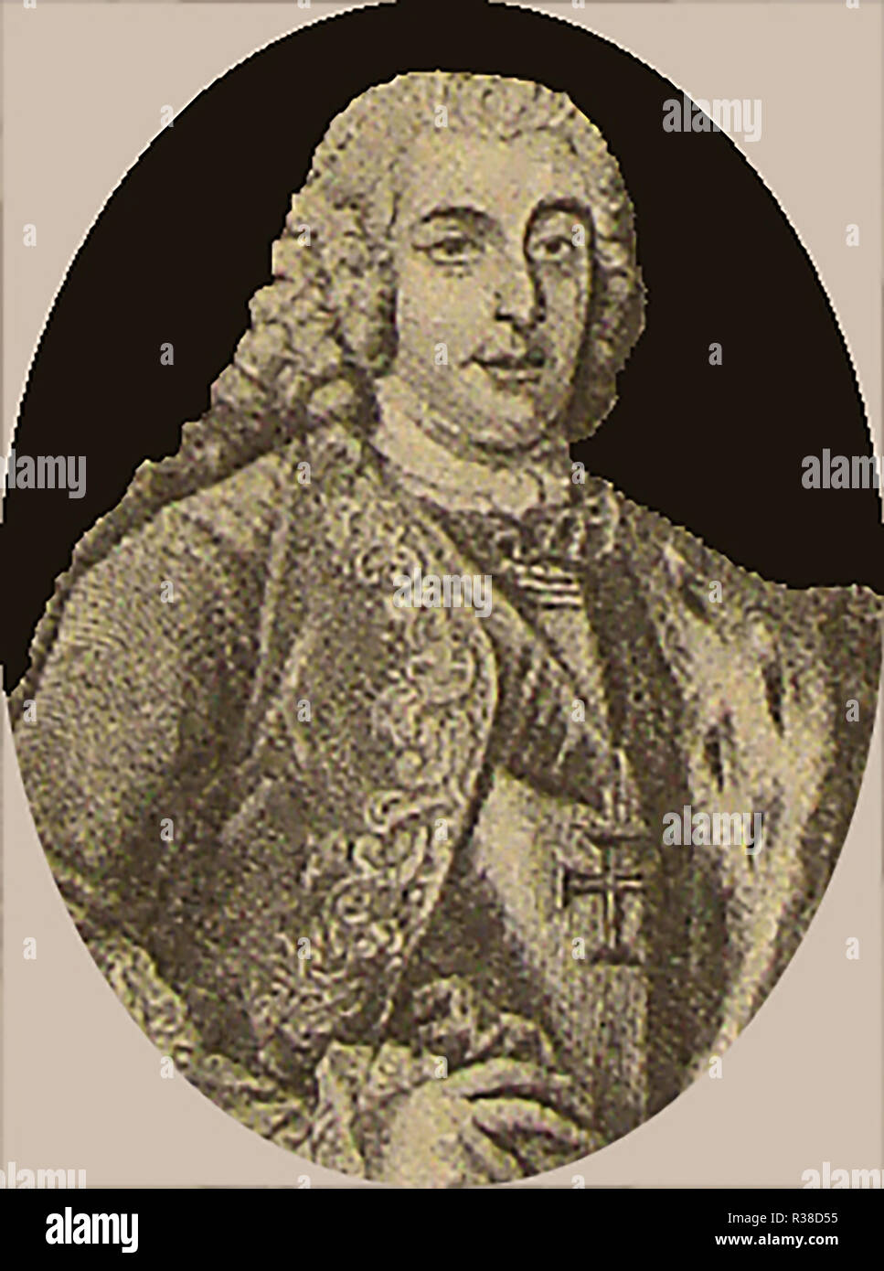 Portrait of Joseph I, king of of Portugal and the Algarves (Known as José I the Reformer) - Full name  José Francisco António Inácio Norberto Agostinho . He was also Grand Master of a number of chivalric orders including the Order of Christ, Order of Saint James of the Sword and Order of Aviz Stock Photo