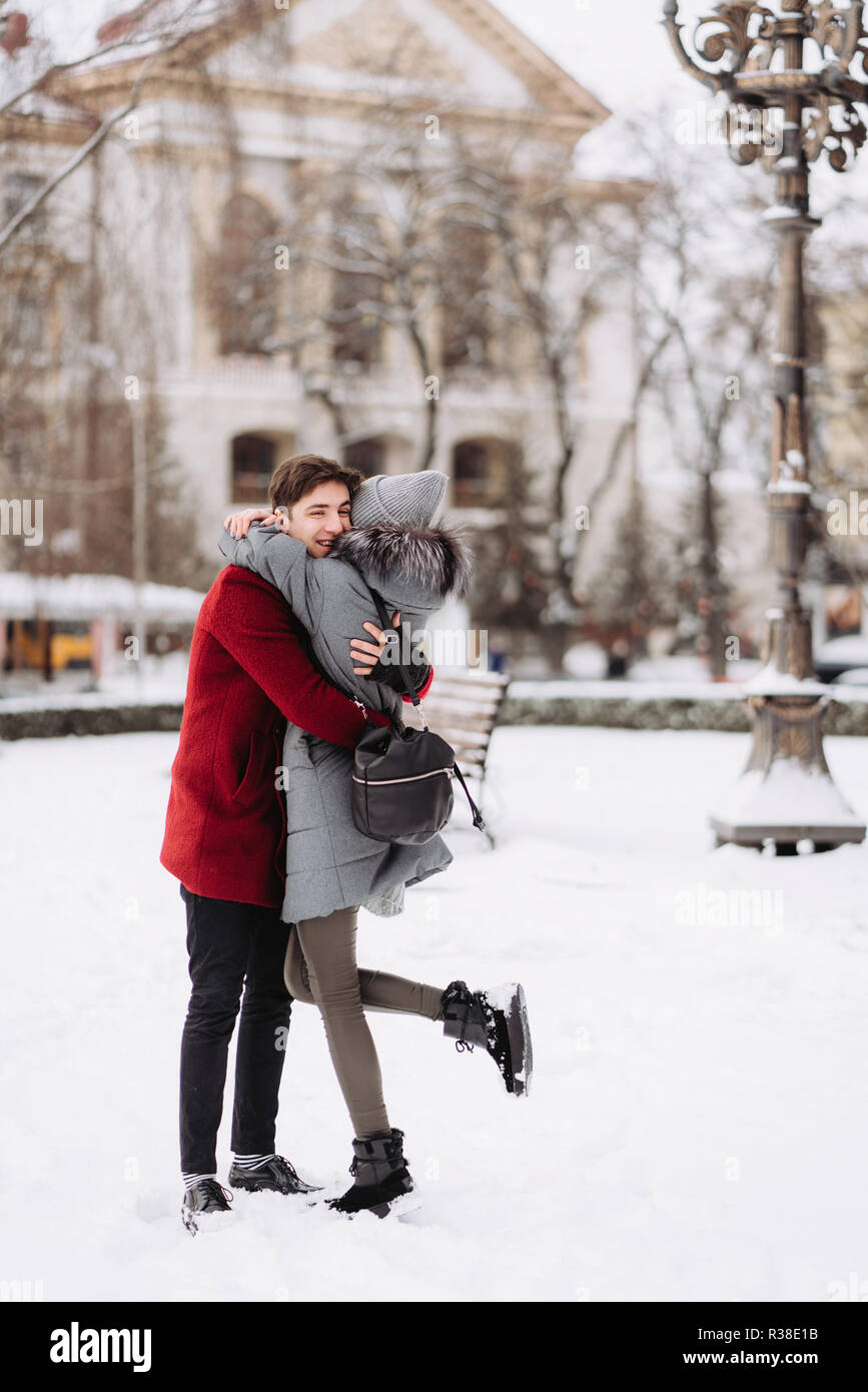 A young guy and a girl are hugging each other Stock Photo - Alamy