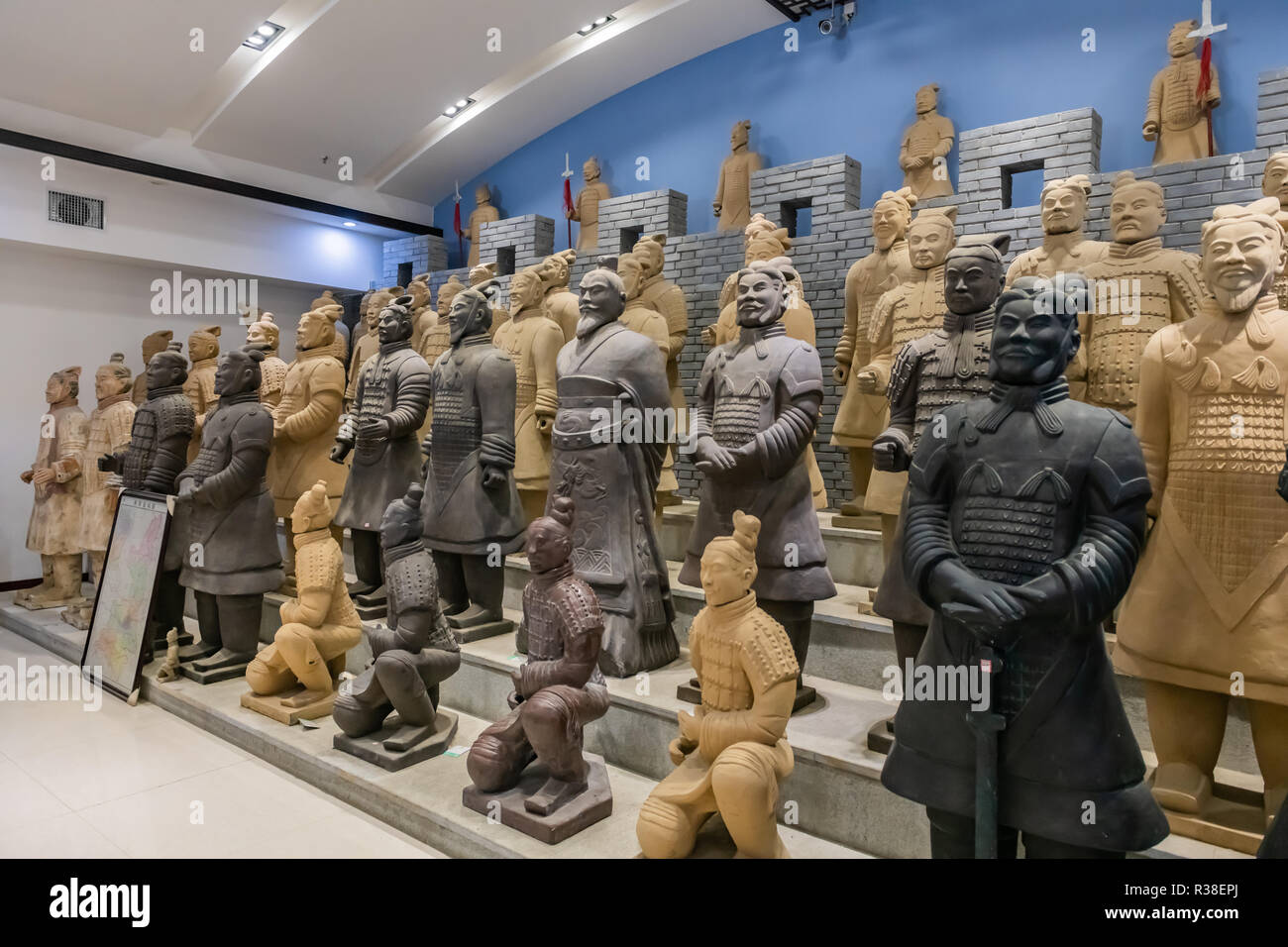 Terracotta warrior replicas for sale in Xian museum factory Stock Photo
