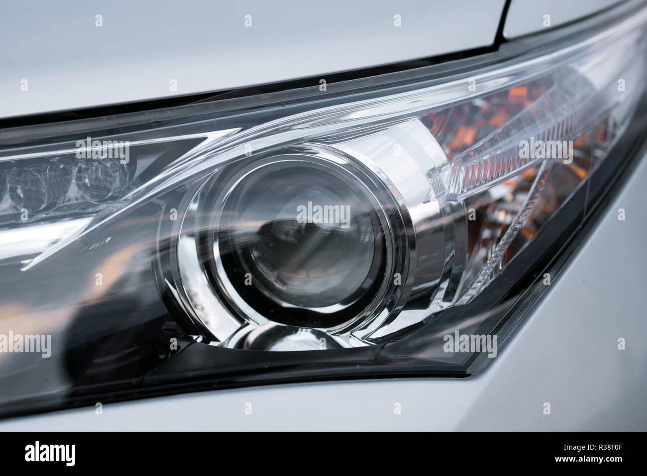 Modern Car light with LED and Xenon Technologies Stock Photo