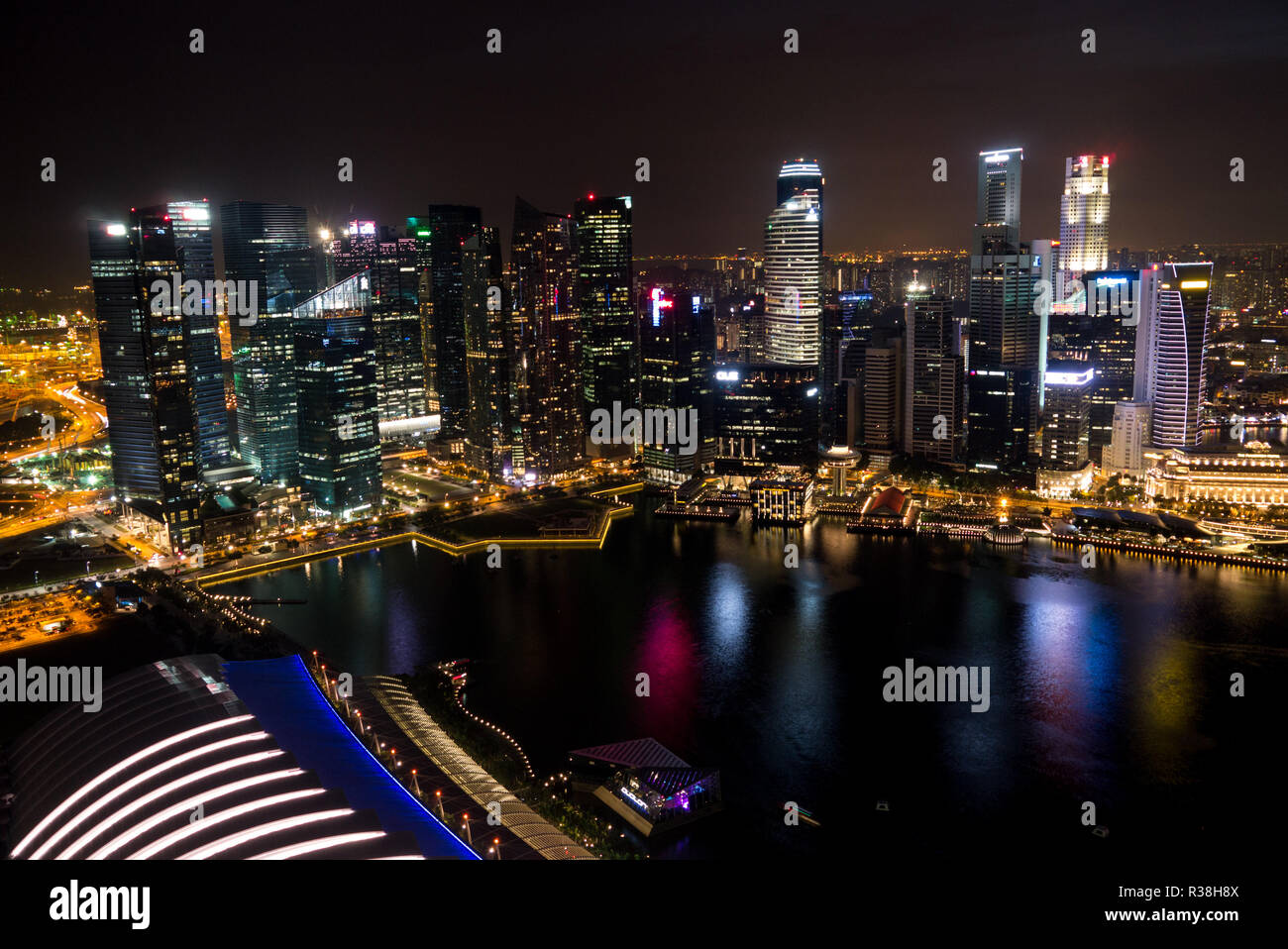 singapore skyline at night Stock Photo