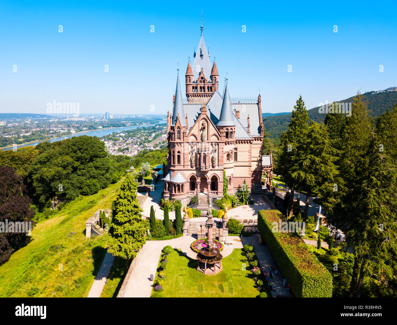 Schloss Drachenburg Castle is a palace in Konigswinter on the Rhine river near the city of Bonn in Germany Stock Photo