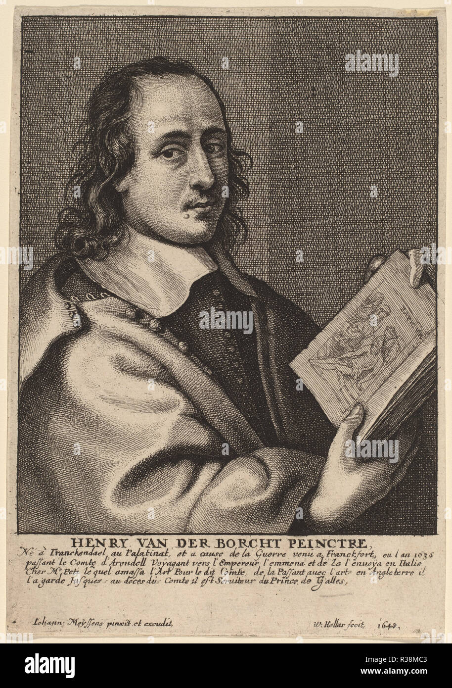 Henry van der Borcht, Painter. Dated: 1648. Medium: etching. Museum: National Gallery of Art, Washington DC. Author: Wenceslaus Hollar after Joannes Meyssens. Stock Photo