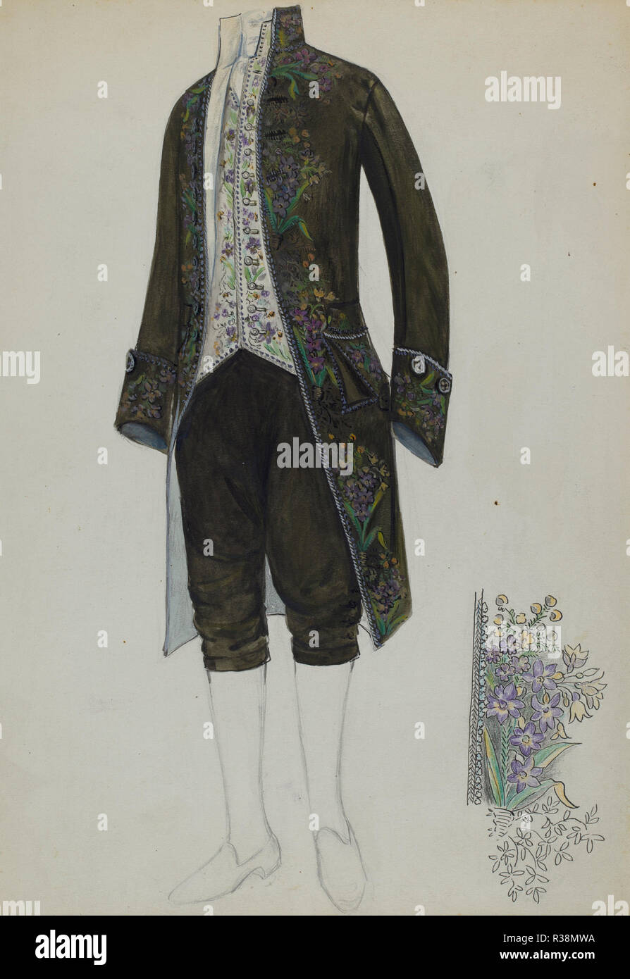 Man's Court Suit. Dated: c. 1936. Dimensions: overall: 30.5 x 23 cm (12 x 9 1/16 in.). Medium: watercolor, graphite, and colored pencil on paper. Museum: National Gallery of Art, Washington DC. Author: Jessie M. Benge. Stock Photo