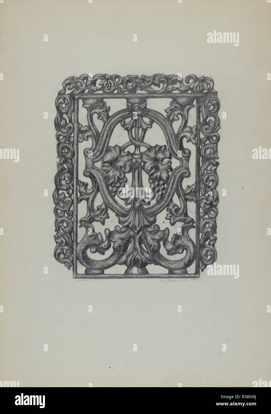 Window Grille. Dated 1937. Dimensions overall 35.6 x 24.4 cm (14 x 9