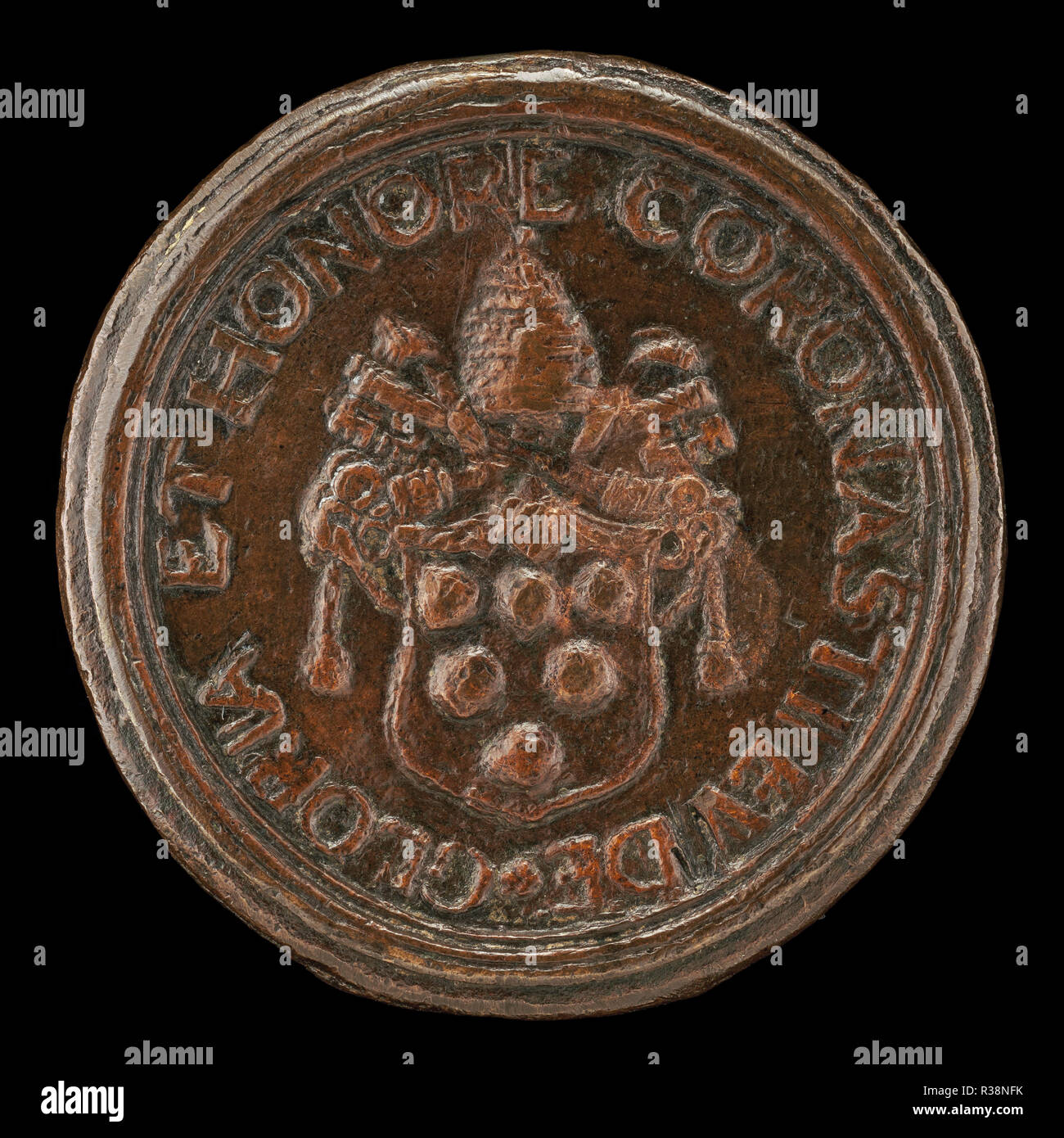 Shield with the Medici Arms, Surmounted by the Papal Tiara and Crossed