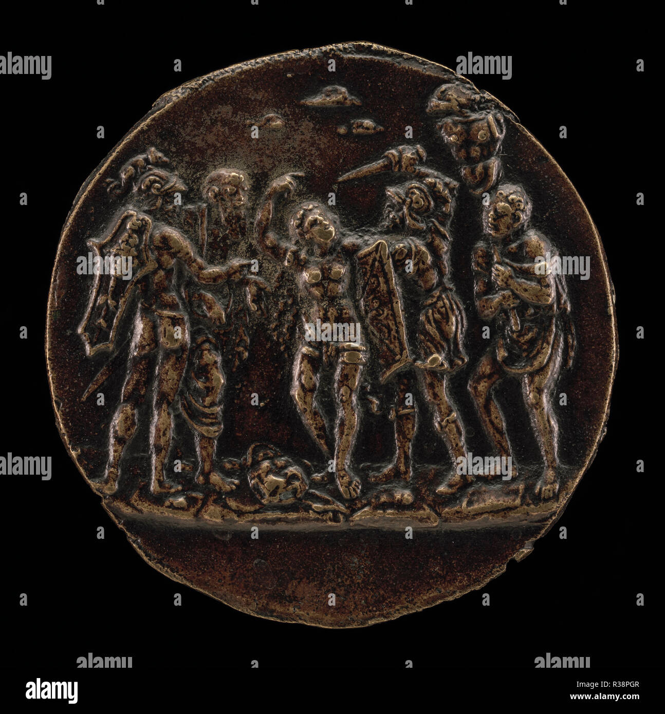 The Sacrifice of Iphigenia. Dated: second half 15th century. Dimensions: overall (diameter): 5.5 cm (2 3/16 in.) gross weight: 44 gr. Medium: bronze//Dark brown patina (rubbed on exposed surfaces). Museum: National Gallery of Art, Washington DC. Author: Master IO. F. F. Stock Photo