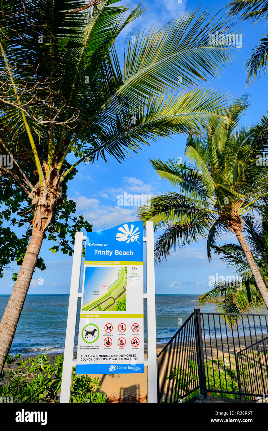 Name sign at Trinity Beach, Cairns Northern Beaches, Far North Queensland, FNQ, QLD, Australia Stock Photo
