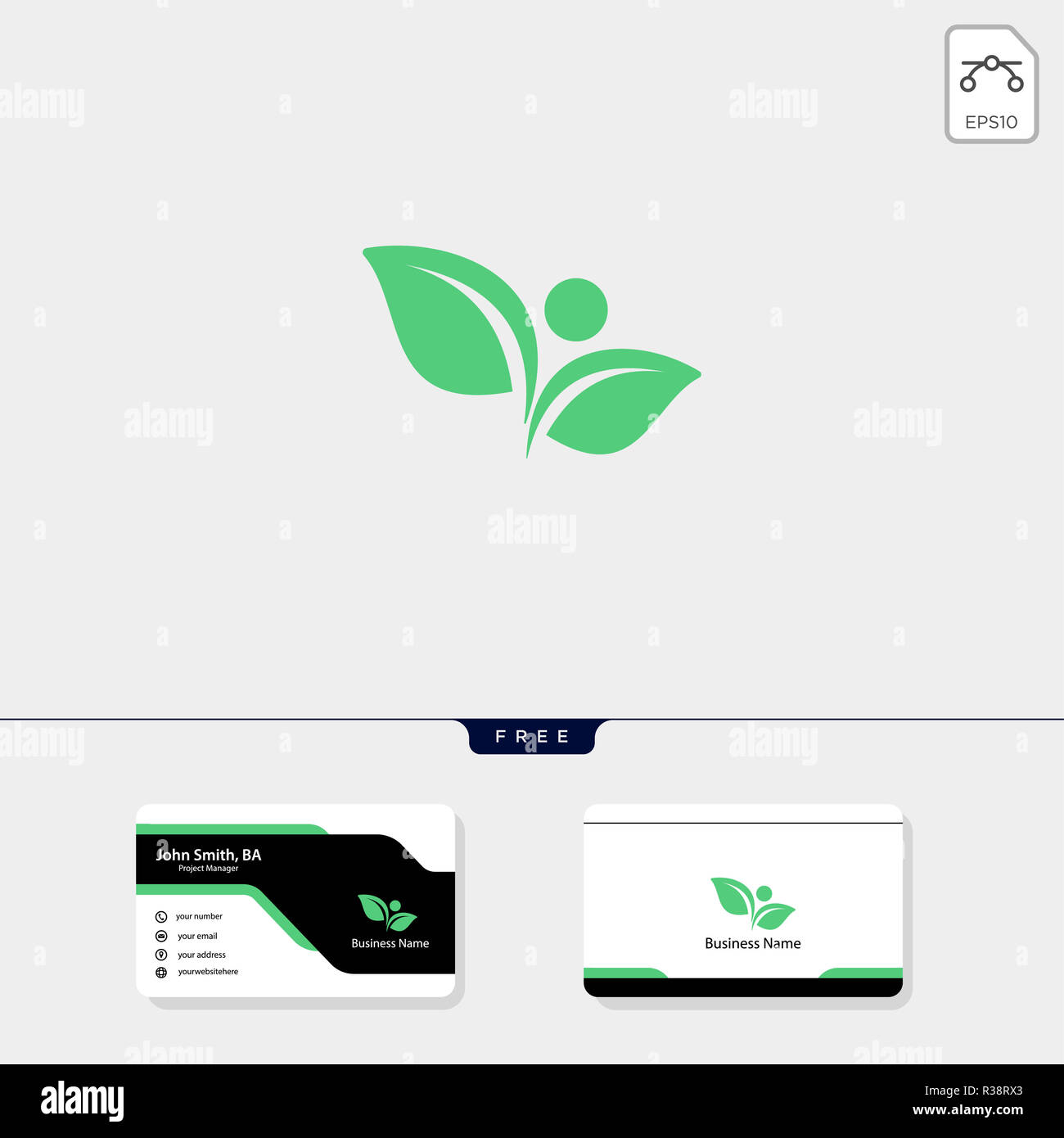 leaf, human concept logo template vector illustration, free your business card design include Stock Photo