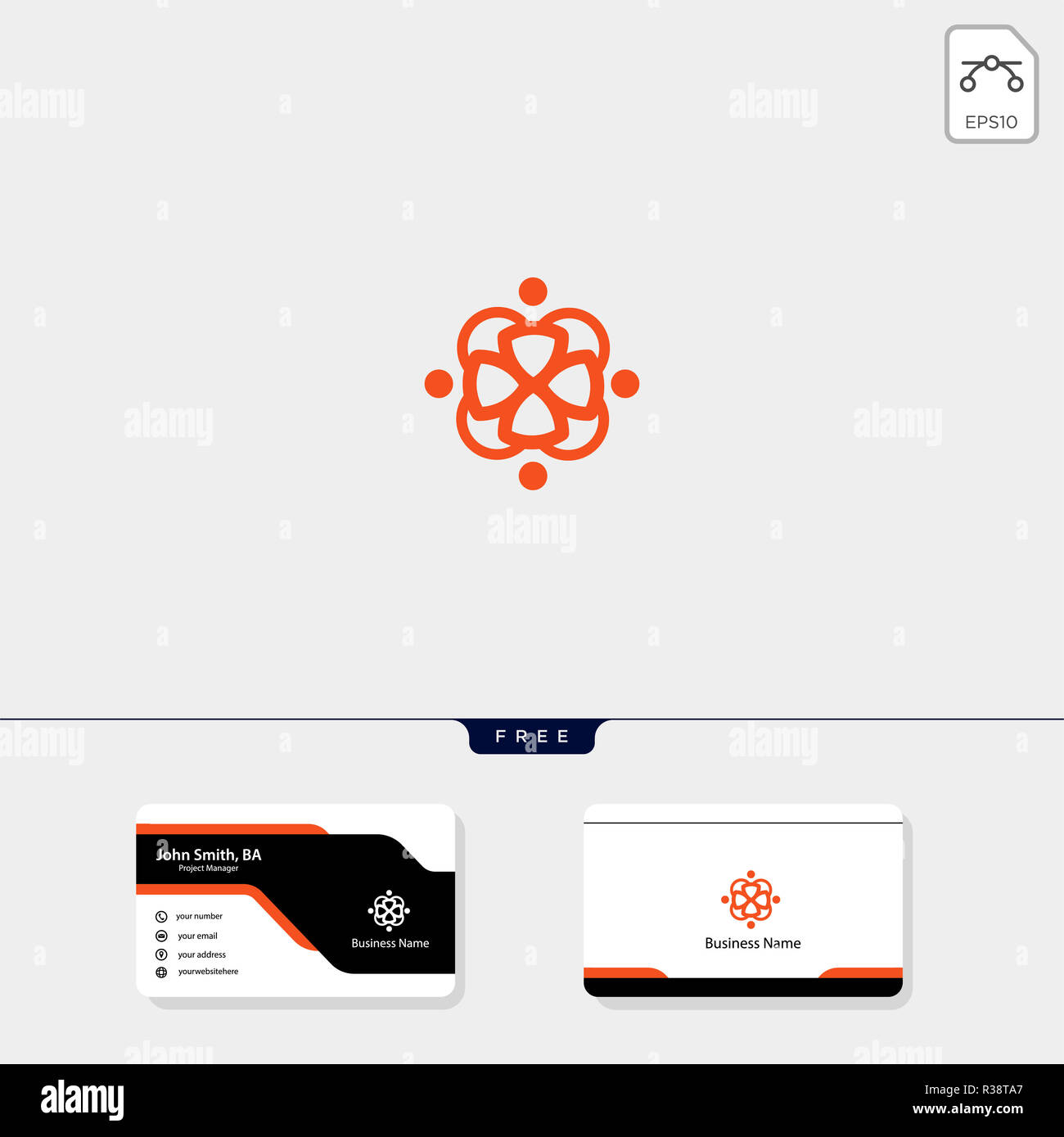 line art geometric logo template vector illustration, free business card design template Stock Photo
