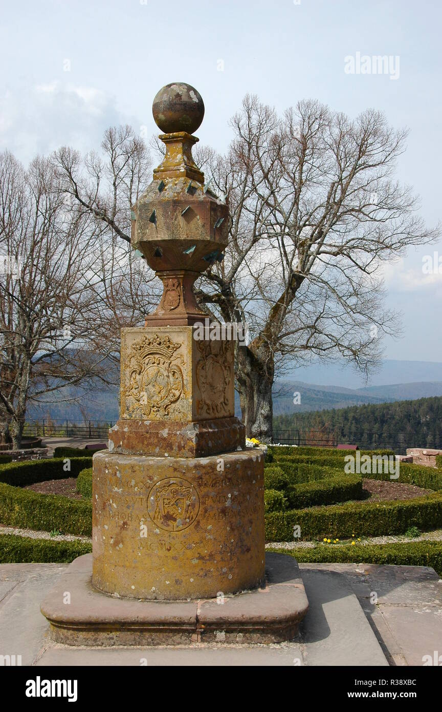 unique sundial on the mount sainte odile in alsace Stock Photo