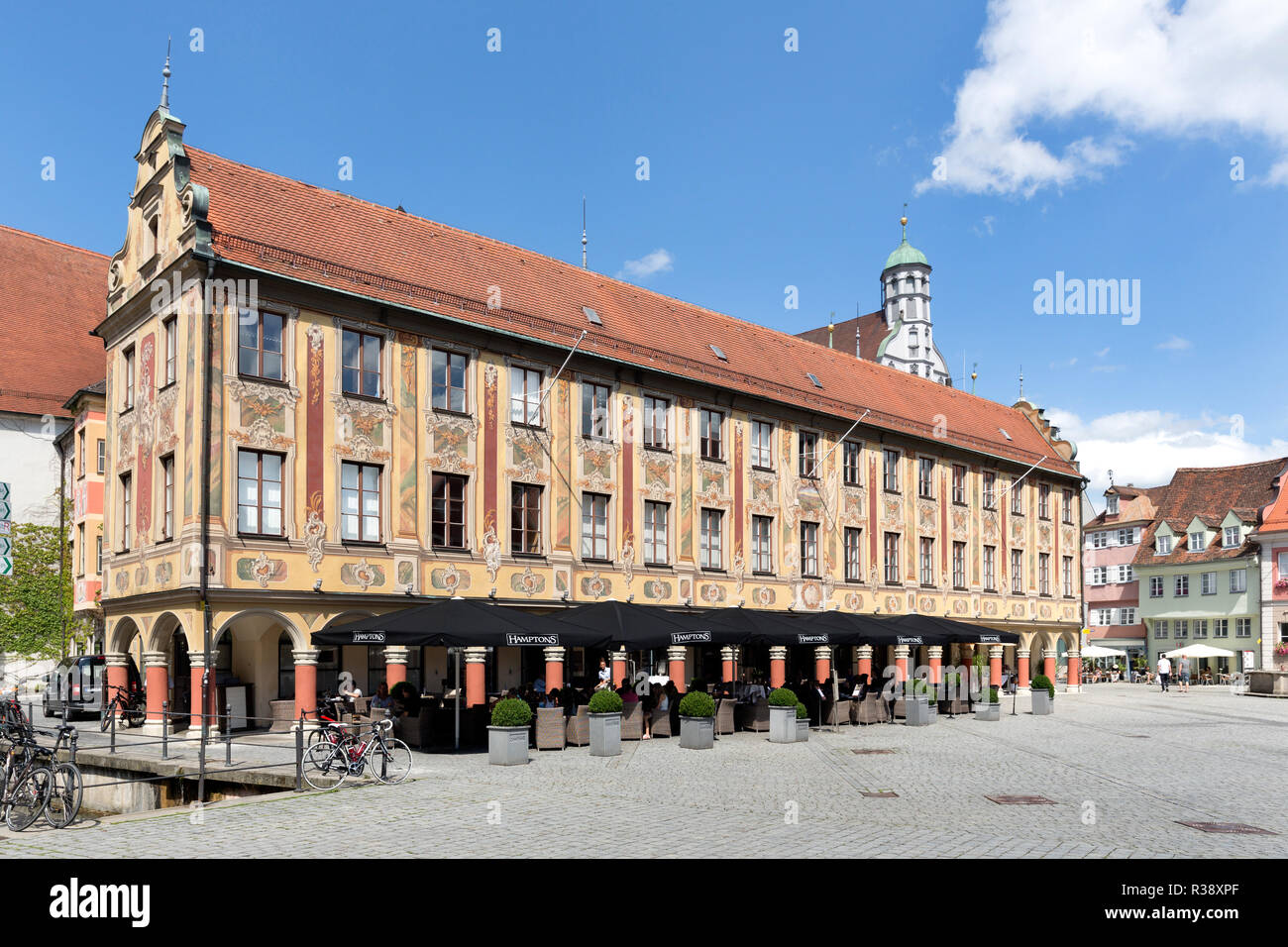 Taxhouse, administration building at the market, Memmingen, Swabia, Bavaria, Germany Stock Photo