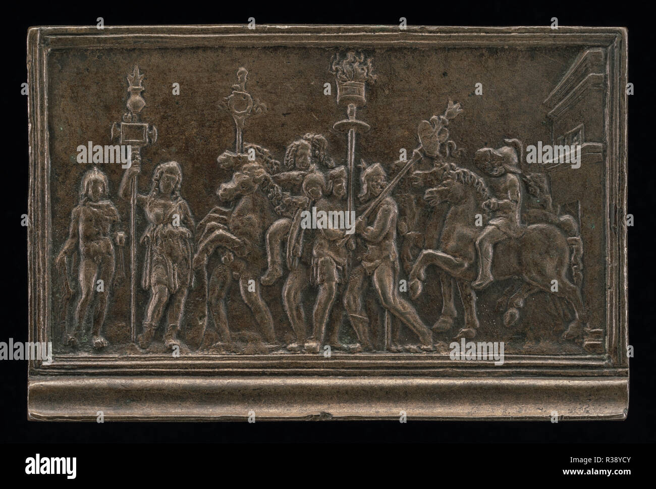 A Triumph. Dated: c. 1500. Dimensions: overall: 5 x 7.6 cm (1 15/16 x 3 in.) gross weight: 69 gr. Medium: bronze. Museum: National Gallery of Art, Washington DC. Author: North Italian 16th Century. Stock Photo