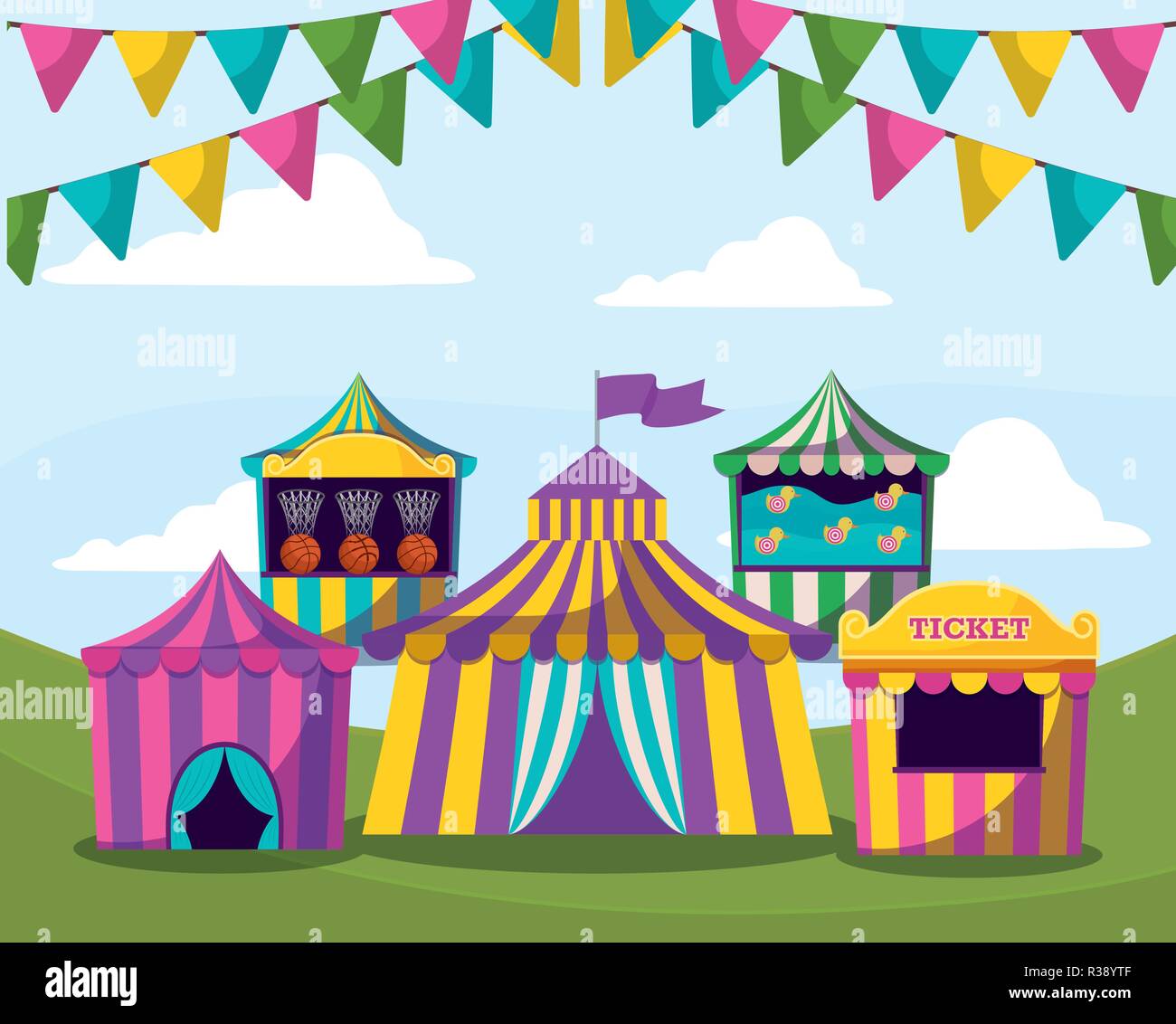 circus tents with garlands isolated icon vector illustration design ...