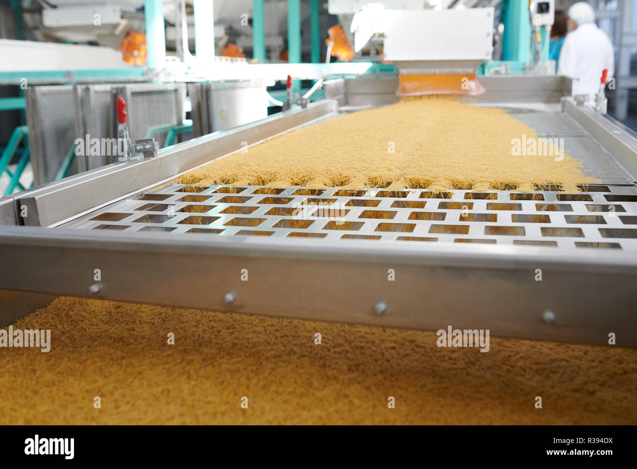 Macaroni Production in Food Factory Stock Photo