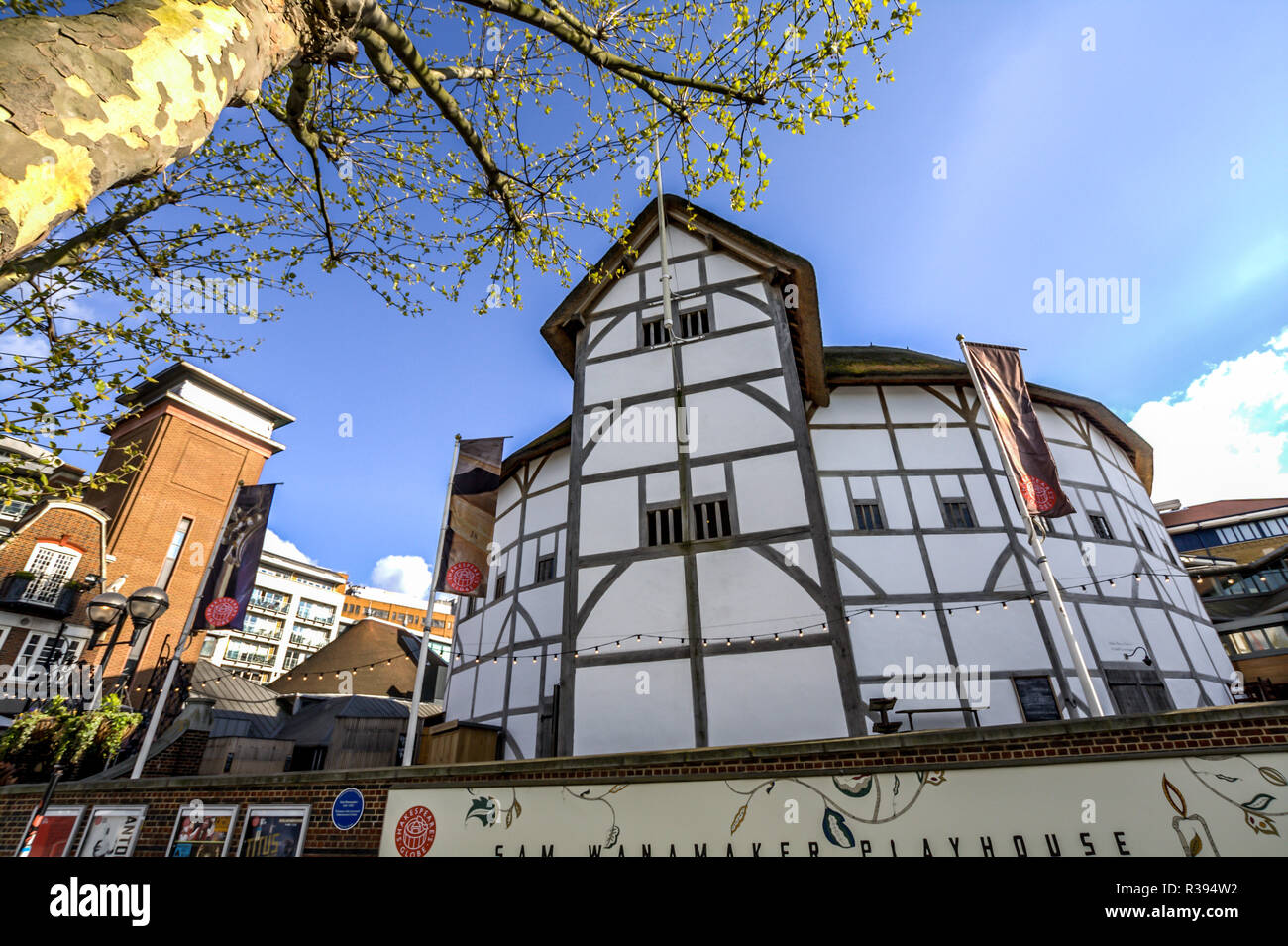 The Globe Theatre, the London Borough of Southwark, on the south bank of River Thames, London, UK. 19.04.2014 Stock Photo