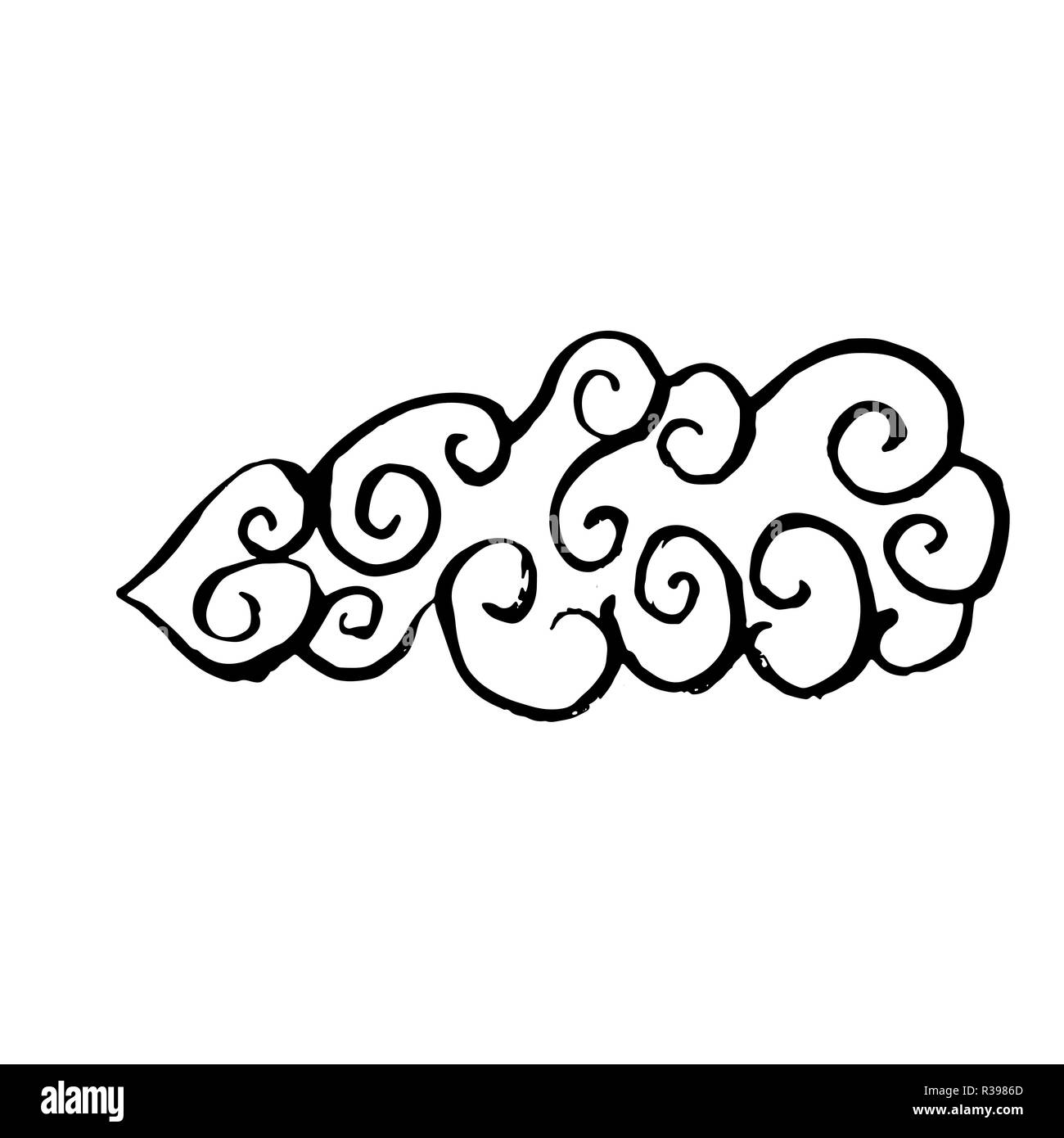 Brush cloud. Ink vector grunge illustration. Stock Vector