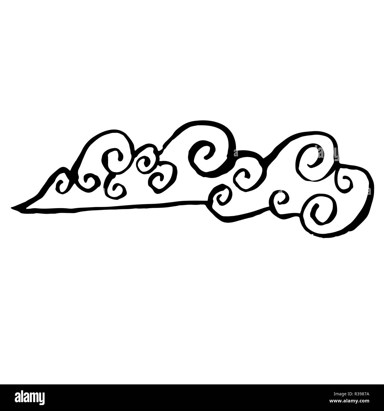 Brush cloud. Ink vector grunge illustration. Stock Vector