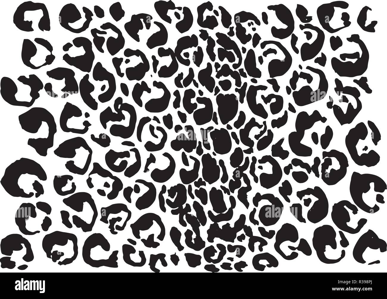 Black and white leopard pattern. Animal skin grunge texture. Vector illustration. Stock Vector
