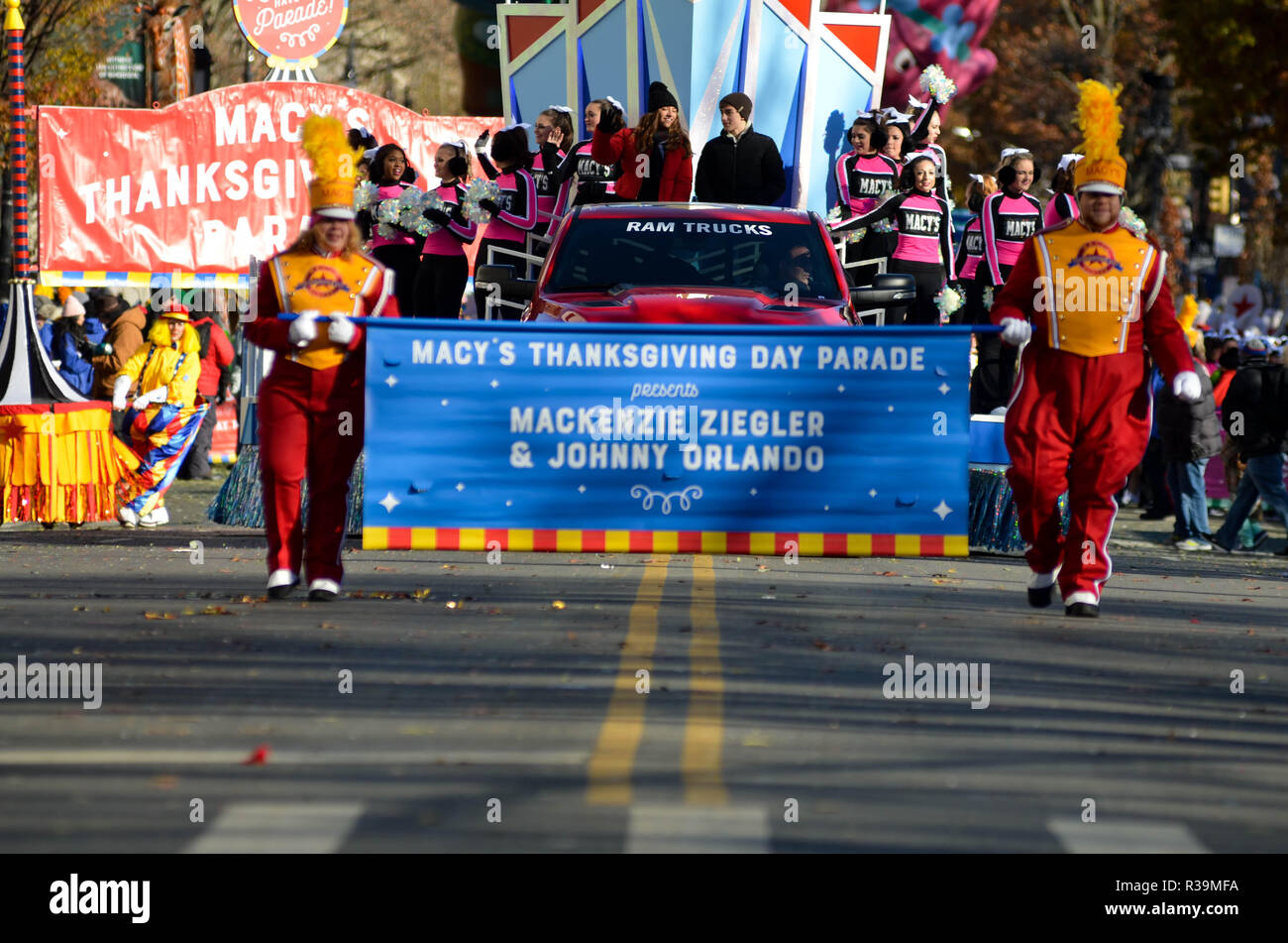 Performers seen walking through Sixth Avenue during the 92nd annual