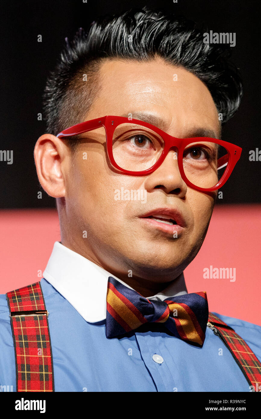 Japanese actor Daisuke Miyagawa attends a news conference to announce the new smartphone payment service ''PayPay'' on November 22, 2018, Tokyo, Japan. PayPay is a smartphone payment service using barcodes (QR codes) supported by SoftBank, Yahoo Japan and Paytm, that can be used in Japanese stores including Bic Camera, Yamada Denki and Family Mart. Credit: Rodrigo Reyes Marin/AFLO/Alamy Live News Stock Photo